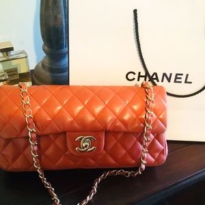 Blush pink medium lambskin leather Chanel bag